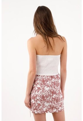 Tennis Vestido Mini Strapless Con Falda Cruzada Con Amarre En Terracota Para Mujer