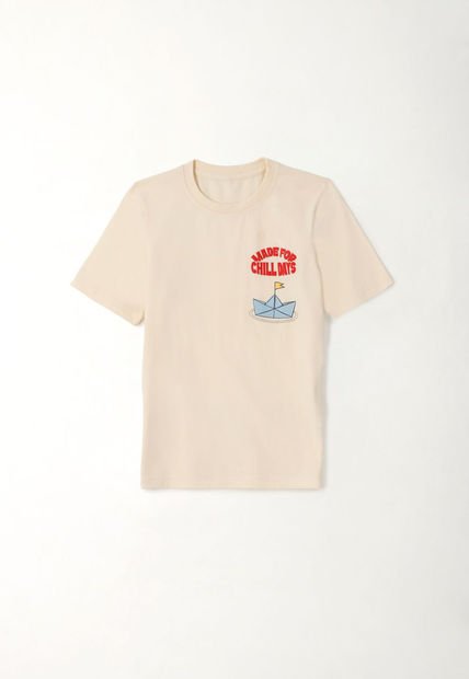 Camiseta Manga Corta Crudo Para Niño