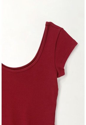 Tennis Camiseta En Rib Ajustada Roja Para Mujer