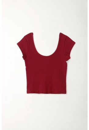 Tennis Camiseta En Rib Ajustada Roja Para Mujer