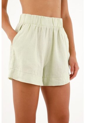 Tennis Bermuda Tiro Alto En Lino Para Mujer