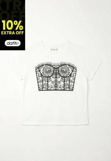 Camiseta Básica Cuello Redondo Blanca Para Mujer