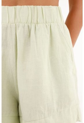 Tennis Bermuda Tiro Alto En Lino Para Mujer