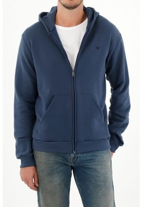 Tennis Buzo Regular Con Capucha Sin Cordones En Algodón Azul Marino Para Hombre