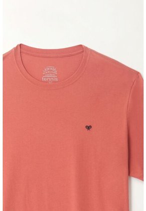 Tennis Camiseta Regular Con Mini ícono De Raquetas En Algodón Coral Para Hombre