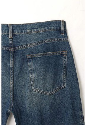 Tennis Bermuda Fit Recto Con Lavado Vintage En Denim De Algodón Azul Medio Para Hombre