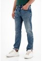 Tennis Jean Recto Tiro Medio Con Desgastes Azul Para Hombre de Tennis