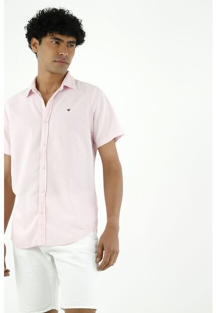 Camisa Rosada Manga Corta Para Hombre