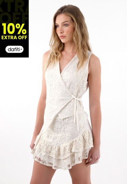 Chaleco Con Escote En V Crudo Para Mujer