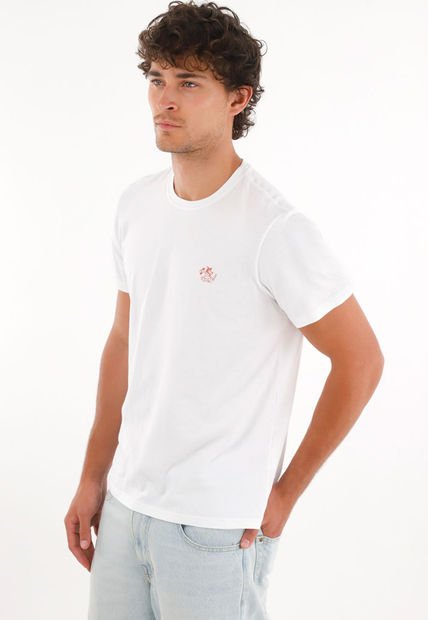 Camiseta Con Estampado En Espalda Blanca Para Hombre