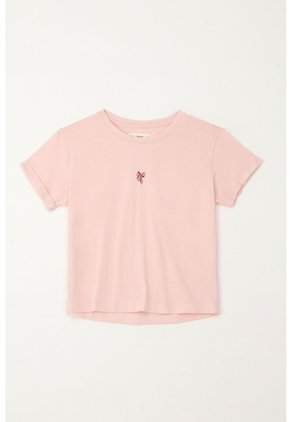 Camiseta Básica Estampada Rosada Para Niña