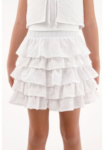 Falda Color Crudo Con Boleros Para Niña Tennis