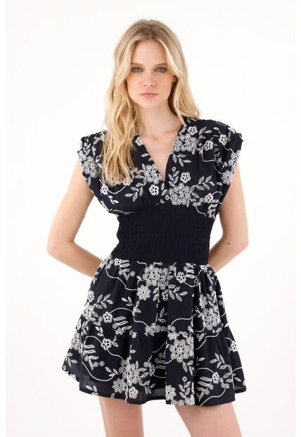 Tennis Vestido Corto Con Escote En V Azul Para Mujer