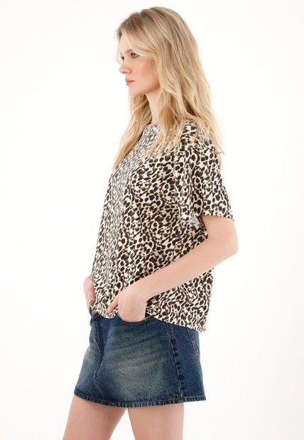 Camiseta Oversized Estampado Animal Print Para Mujer