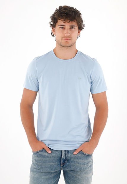 Camiseta Con Estampado En Espalda Azul Para Hombre