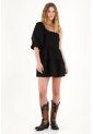 Tennis Vestido Corto En 100% Lino Negro Para Mujer de Tennis
