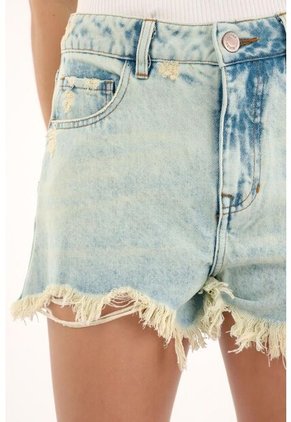 Tennis Bermuda Corta De Tiro Alto Azul Claro Para Mujer