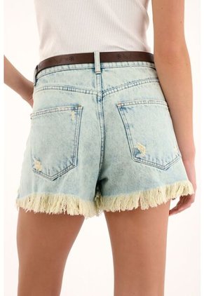 Tennis Bermuda Corta De Tiro Alto Azul Claro Para Mujer