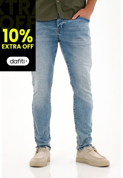 Tennis Jean Skinny Tiro Medio Azul Para Hombre