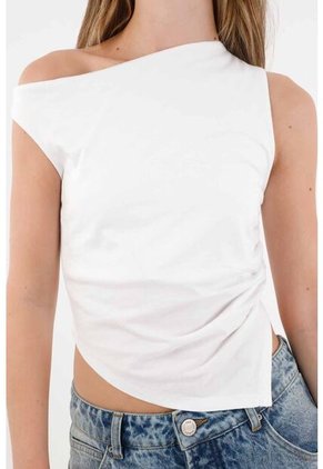 Tennis Camiseta Crop En Rib Blanca Para Mujer
