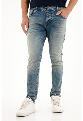 Tennis Jean Skinny Tiro Medio Con Pigmento Blanco Para Hombre