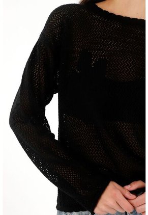 Tennis Buzo En Tejido Abiero Con Diseño De Flores Negro Para Mujer