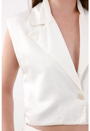 Tennis Chaleco Con Solapa Crudo Para Mujer