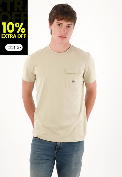 Camiseta Con Bolsillo De Tapa Café Para Hombre