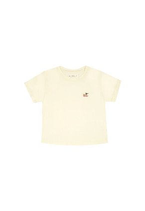 Camiseta Básica Con Bordado De Patineta Para Niña