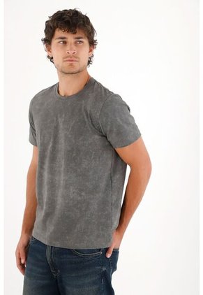 Tennis Camiseta Básica Con Efecto Desgastado Gris Para Hombre
