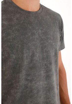 Tennis Camiseta Básica Con Efecto Desgastado Gris Para Hombre