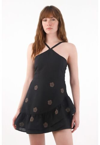 Tennis Vestido Corto Con Estampado Negro Para Mujer Tennis
