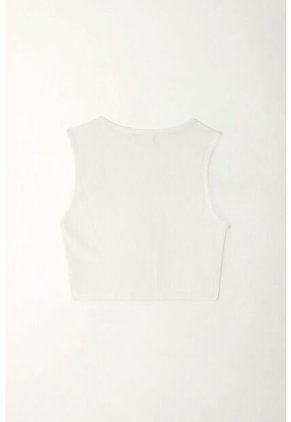 Tennis Camiseta Crop Manga Sisa Blanca Para Mujer