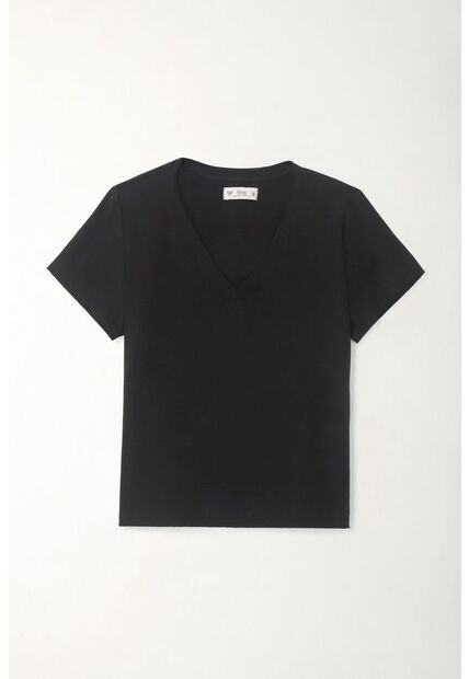 Tennis Camiseta Básica Cuello En V Negra Para Mujer