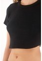 Tennis Camiseta Manga Corta En Rib Negra Para Mujer de Tennis