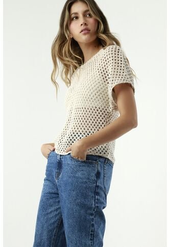 Camiseta Crudo Tipo Crochet Para Mujer Tennis