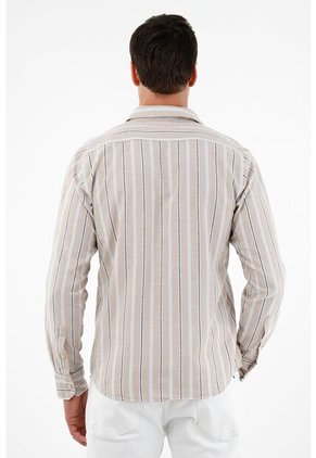 Camisa Café Manga Larga Para Hombre