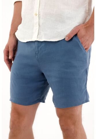 Tennis Bermuda En 100% Lino Azul Para Hombre Tennis