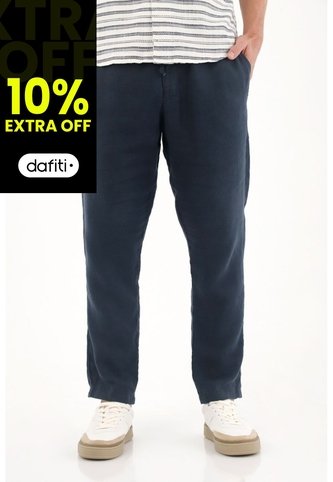 Tennis Pantalón Chino En 100% Lino Azul Para Hombre Tennis