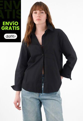 Tennis Camisa Amplia En 100% Algodón Negro Para Mujer Tennis