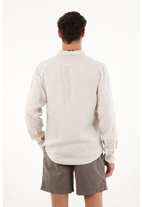 Tennis Camisa De 100% Lino Manga Larga Para Hombre