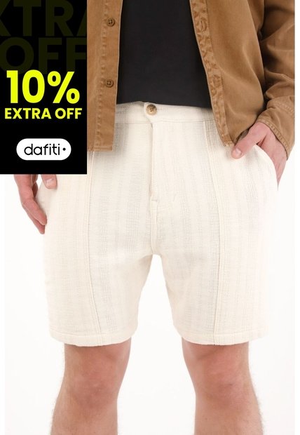 Tennis Bermuda En Tela Con Textura Crudo Para Hombre