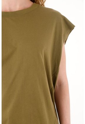 Camiseta Verde Cuello Redondo Para Mujer