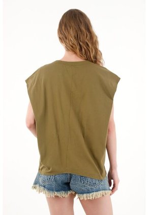 Camiseta Verde Cuello Redondo Para Mujer
