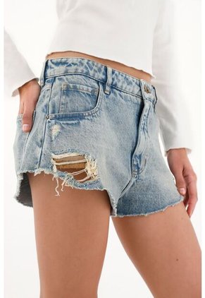 Tennis Short En Denim Con Rotos Y Desgastes Para Mujer