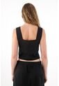 Tennis Camisa Tipo Corsé En Lino 100% Negra Para Mujer de Tennis