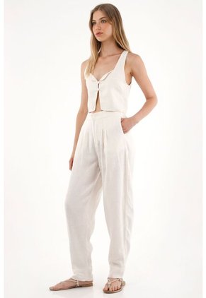 Tennis Camisa Crop En 100% Lino Crudo Para Mujer