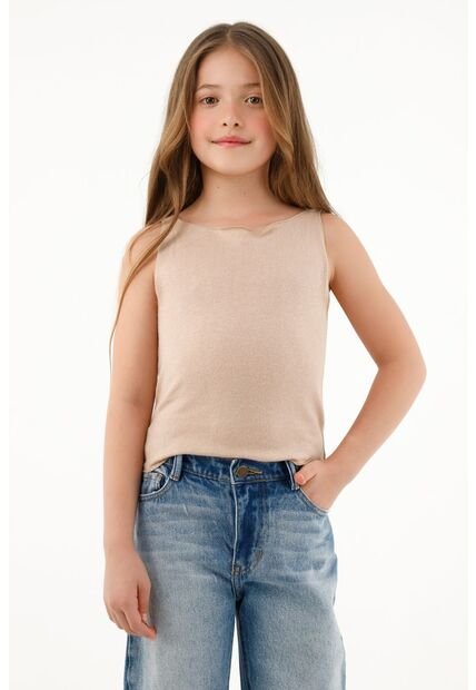 Camiseta Crudo Manga Sisa Para Niña