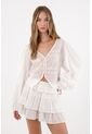 Tennis Camisa Con Transparencia Y Bordado Crudo Para Mujer de Tennis