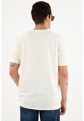 Camiseta Unisex Con Mini Bordado De Banana Crudo